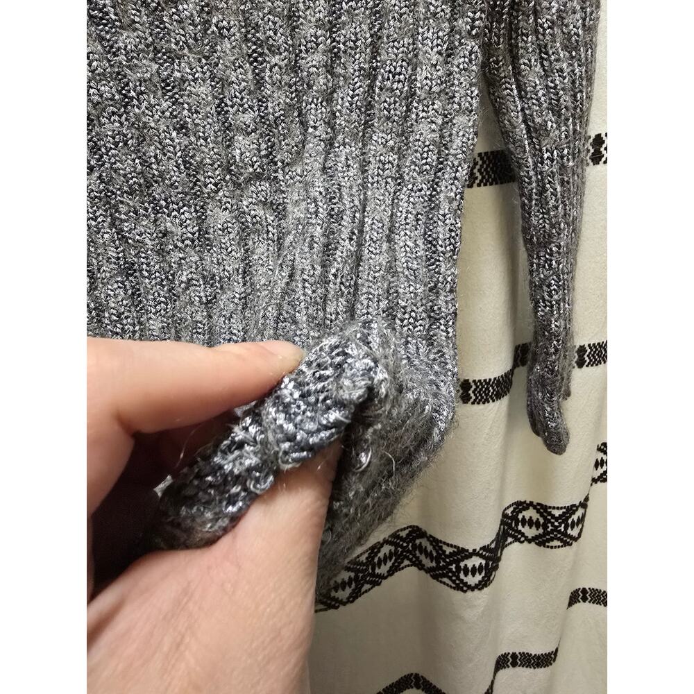 DKNY silver knit mohair blend metallic chunky ribbed turtleneck sweater medium - Picture 10 of 10